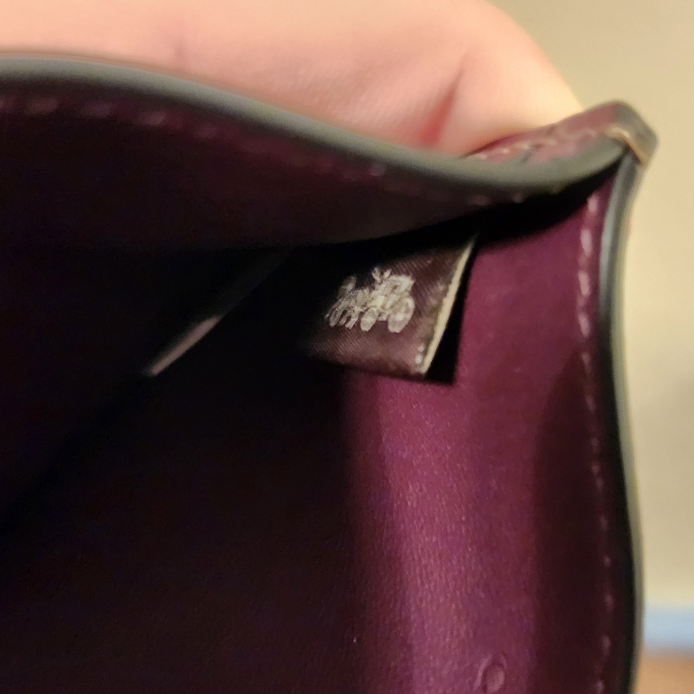 NWT Authentic Coach Signature Card Case in Khaki and Boysenberry - Picture 4 of 7